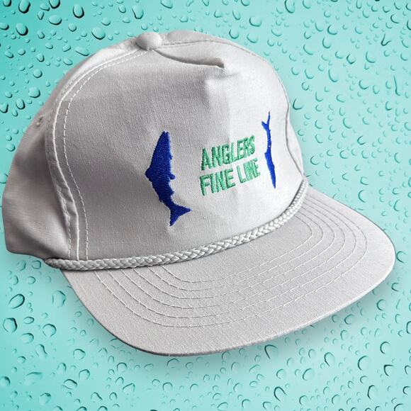 Anglers Fine Line Rope Hat One Size Snapback Fishing White / Embroidered - Picture 7 of 8